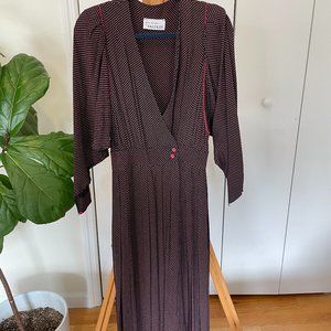 Vintage Blue and Red dot pleated skirt dress